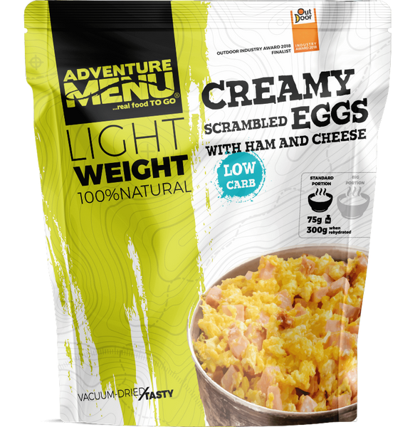 Adventure Menu Creamy Scrambled eggs with ham and cheese