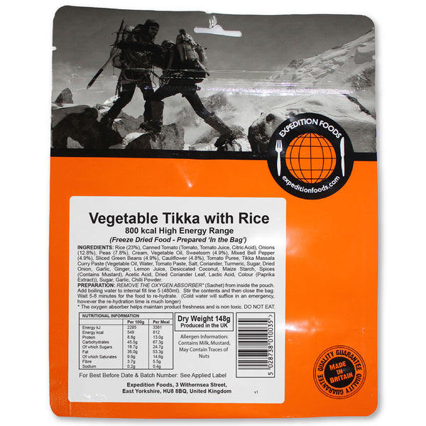 Expedition Foods Vegetable Tikka with Rice (High Energy)
